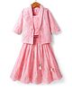 Babyhug Woven Embroidered Lehenga Choli Set With Full Sleeves Jacket - Pink