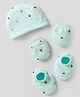 Simply Interlock Knit Cap Mitten & Booties Set with Boat Print Aqua Blue - Diameter 16.5 cm
