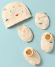 Simply Interlock Knit Cap Mitten & Booties Set with Cars Print Cream - Diameter 16 cm