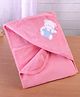 Simply Terry Cotton Knit Teddy Bear Embroided Hooded Towel L 80 x B 77 cm- Pink