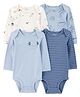 Carter's Knit Full Sleeves Onesies with Animal Print & Stripes Pack of 4 - Multicolor