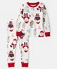 Carter's Cotton Knit Full Sleeves Co-ord Night Suit With Santa Claus Print - Beige