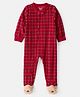 Carter's Cotton Knit Full Sleeves Checks Footed Sleep Suit - Red