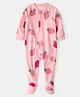 Carter's Full Sleeves Footed Sleepsuit With Strawberry Print - Pink