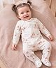 Carter's Cotton Knit Full Sleeves Footed Sleep Suit With Bunny Print - Ivory