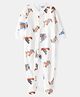 Carter's Full Sleeves Footed Sleepsuit With Animal Print - Ivory