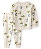 Carter's Knit Full Sleeves Winter Wear Sweatshirt & Pant Set With Dino Print - White
