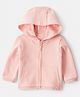 Carter's Knit Full Sleeves Solid Color Hooded SweatJacket with Kangaroo Pockets - Pink