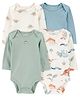 Carter's Knit Full Sleeves Onesies with Dino Print Pack of 4 - Multicolor