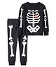 Carter's Full Sleeves Glow In the Dark Night Suit with Skeleton Print - Black