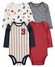 Carter's Knit Full Sleeves Onesies with Sport Print & Stripes Pack of 4 - Multicolor
