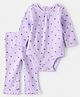 Carter's Knit Full Sleeves Textured Onesie & Leggings with Floral Print - Purple