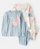 Carter's Knit Full Sleeves Co-ord Night Suits Set With Dino Print Pack of 2 - White & Light Blue
