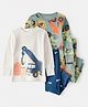 Carter's Knit Full Sleeves Co-ord Night Suits Set With Vehicle Print Pack of 2 - Green Blue & White