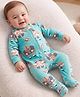 Carter's Knit Full Sleeves Footed Sleep Suit With Rugby Print - Sea Green