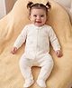 Carter's Cotton Knit Full Sleeves Footed Sleep Suit With Dino Print - Ivory