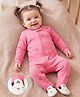 Carter's Cotton Knit Full Sleeves Footed Sleep Suit With Dog Print - Pink