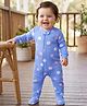 Carter's Cotton Knit Full Sleeves Footed Sleep Suit With Polka Dot Print - Blue