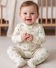 Carter's Cotton Knit Full Sleeves Footed Sleep Suit With Floral Print - Ivory