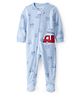 Carter's Knit Full Sleeves Footed Sleepsuit With Vehicle Print - Light Blue