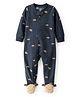 Carter's Full Sleeves Footed Sleepsuit with Animal Print - Navy Blue
