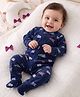 Carter's Cotton Knit Full Sleeves Printed Footed Sleep Suit - Navy Blue