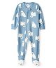 Carter's Cotton Knit Full Sleeves Footed Sleep Suit With Polar Bear Print - Light Blue