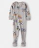Carter's Full Sleeves Footed Sleepsuit with Vehicle Print - Grey