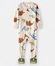 Carter's Full Sleeves Footed Sleepsuit with Dino Print - Offwhite