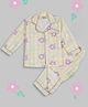 Pyjama Party Cotton Rayon Woven Full Sleeves Blooming Floral Printed & Checked Coordinating Night Suit Set - Yellow