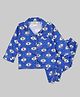 Pyjama Party Pure Cotton Woven Full Sleeves Evil Eye Printed Coordinating Night Suit Set - Blue