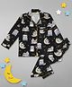 Pyjama Party  Cotton Rayon Woven Full Sleeves Sweet Dreams Printed Coordinating Night Suit Set - Black