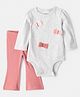 Carter's Knit Full Sleeves Onesie with Leggings & Butterfly Applique - Grey