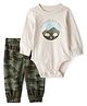 Carter's Knit Full Sleeves Onesie with Leggings & Camouflage - Green