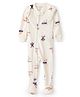 Carter's Full Sleeves Footed Sleepsuit with Teddy Print - Ivory