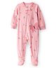 Carter's Full Sleeves Footed Sleepsuit with Butterfly Patch & Floral Print - Pink