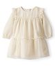 Carter's Knit Full Sleeves Frock With Bloomer & Foil Print - Ivory