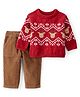 Carter's Knit Full Sleeves Sweater & Pant Set with Animal Design - Red