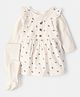 Carter's Knit Three Fourth Sleeves T-Shirt With Frock & Stockings with Floral Print - Ivory