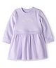 Carter's Knit Full Sleeves Frock With Bow Print - Purple