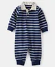Carter's Knit Full Sleeves Romper with Collar & Stripes Print - Navy Blue