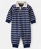 Carter's Knit Full Sleeves Romper with Collar & Stripes Print - Navy Blue