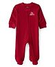 Carter's Cotton Knit Full Sleeves Footed Sleep Suit With Text Embroidery - Red