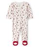 Carter's Cotton Knit Full Sleeves Footed Sleep Suit With Floral Print - Red