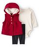 Carter's Knit Full Sleeves Onesie & Leggings with Hooded Jacket - Multicolor
