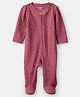 Carter's Knit Full Sleeves Footed Sleepsuit With Floral Print - Burgandy