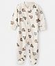 Carter's Knit Full Sleeves Sleep Suit with Vehicle Print - Cream