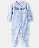 Carter's Knit Full Sleeves Sleep Suit with Text Embroidery & Vehicle Print - Blue
