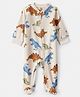 Carter's Knit Full Sleeves Footed Sleepsuit With Animal Print - Khaki