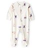 Carter's Cotton Knit Full Sleeves Footed Sleep Suit With Animal Print - Ivory